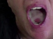 Preview 2 of Swallowing big loads cumpilation. Please cum in my mouth with Chloe Cum Queen