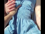 Preview 1 of Hot brunette teasing and grinding while wearing summer dress