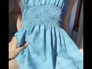 Preview 5 of Hot brunette teasing and grinding while wearing summer dress
