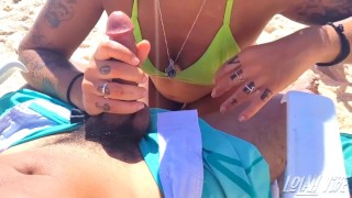 Blowjob on the beach and public sex!