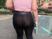 Preview 4 of See through leggings flower panties walking dog