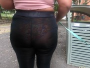 Preview 6 of See through leggings flower panties walking dog