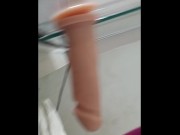Preview 1 of My first time with a 24 cm dildo and cumming like a sissy