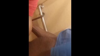Ebony rough hard sex in  public bathroom creampie