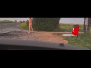 Preview 2 of Barefoot nude at side of highway