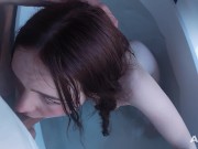 Preview 5 of Cum in the girl's mouth while she was washing in the bathroom