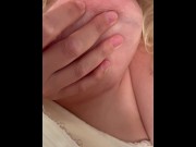 Preview 4 of Real British blonde amateur housewife with big natural boobs touching herself while talking dirty