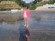 Preview 1 of Walking on the BEACH with No PANTY or BRA - FLASHING in PUBLIC