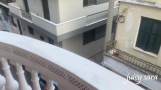 Beautiful Handjob and Titfuck on public Balcony - juicysara18