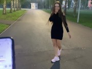 Preview 3 of Cumming hard on a walk in a public park with a remote-controlled vibrator