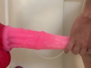 Preview 2 of almost hilting on my long horse dildo