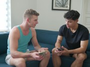 Preview 2 of NastyTwinks - Spring Break - Jack Waters and Jordan Haze Bond Over Cute Girls and Huge Dicks