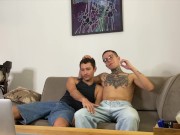 Preview 1 of Harry_Jen | Amateur  Gay couple watching gay porn and rough fuck