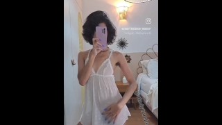 Your girlfriend shows off her hairy armpits and tits to strangers while you sit at the computer