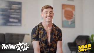 TWINKPOP - Handsome Phoenix Strokes His Long Curved Dick Until He Shoots A Huge Load On The Bed