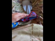 Preview 3 of army solider jerks off wearing a jockstrap under his uniform and cums on some sexy undies