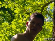 Preview 1 of Outdoor strangers fuck/shot/push CUM up Fit AF 21yr guy