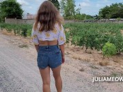Preview 3 of Shy girl flashing tits on a rural road