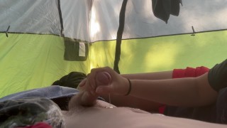 Amateur Couple Fuck in Back of Car on Camping Trip