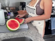 Preview 1 of BIG TITS LATINA WAS JUST TRYING TO CUT SOME WATERMELONS