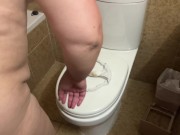 Preview 1 of Chubby Whore Cali Charm piss in bathroom