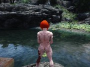 Preview 5 of Skyrim Short - Urination Redhead Breton Shaved Pussy Peeing with commentary