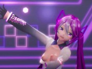 Preview 2 of Hatsune Miku Hentai Cynical Night Plan Undress Dance Small Tits MMD 3D Purple Hair Color Edit Smixix