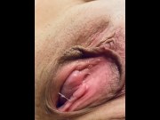 Preview 1 of Hot milf up and close pussy pissing session