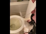 Preview 3 of Long 30 Second Piss Aiming His Dick For Him Real Amateur Real Couple