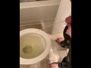 Preview 4 of Long 30 Second Piss Aiming His Dick For Him Real Amateur Real Couple