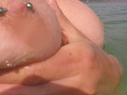 Preview 4 of My girlfriend films herself naked at sea she masturbates and squirts at the beach
