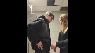Heather Kane Gives a Lost College Nerd a Quick Tug & Suck