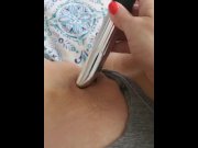 Preview 2 of Amateur girl nearly gets caught playing with tight pussy - wet sounds - ASMR