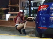 Preview 2 of Sissy anally drinking a beer on the street!