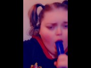 Preview 2 of Hogwarts Student Caught Sucking Dildo in Pigtails