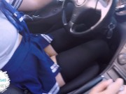 Preview 1 of Schoolgirl Driving Around The Town  Without Panties