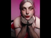 Preview 3 of Can You Feel The Hot Feeling I Feel In Fully Transformed Into Girl With Sexy Dress And Fishnet Stock