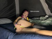 Preview 2 of Taking a break between sets at Dancefestopia to cum in my tent-u can hear the neighbors 🙈