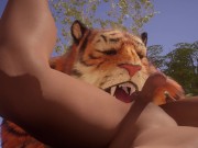 Preview 5 of Big Tiger Cums Inside Twink Boy w/ Creampie (Furry Gay Sex) | Wild Life Furries