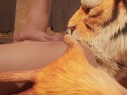 Preview 6 of Big Tiger Cums Inside Twink Boy w/ Creampie (Furry Gay Sex) | Wild Life Furries