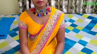 Desi Indian hot wife sex in hot yellow saree.