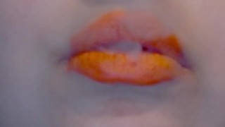 Orange Lips smoke with Latex Glove