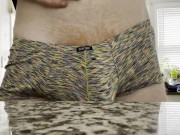 Preview 6 of Straight ginger teasing big dick bulge in boxer college guy big balls hung bwc white hairy