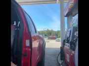 Preview 4 of Pumping gas naked and nearly got caught twice. One guy saw me for sure!