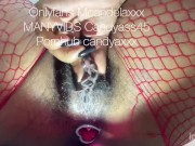 Preview 2 of Delicious hairy pussy squirting with her big pink clit.