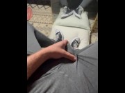 Preview 2 of Showing off my big cock in grey leggings and high top converse