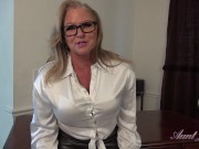 Preview 1 of Aunt Judy's Big Tit MILFs - Busty Blonde Hairy MILF Alyssa is your New Secretary