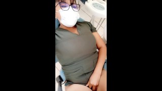 beautiful female dental doctor masturbates and performs homemade porn in her work chair