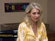 Preview 2 of Big Titted Step Mom Gigi Dior Bends Over The Teacher's Desk To Save Her Step Son - Perv Principal