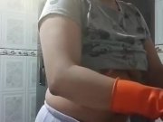 Preview 4 of Homemade video of the church pastor in a skirt is leaked. natural tits exposed at home